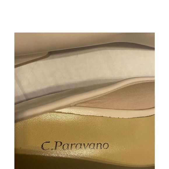 C.PARAVANO Women’s Low Block Heel White Pumps Size EU 37 US 6.5 New With Box‎ - Picture 6 of 8